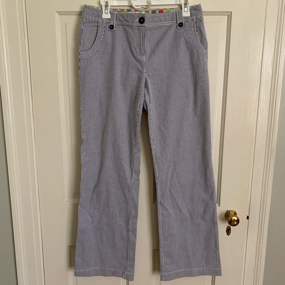 Boden Wide Leg Trousers Seersucker Stripe sz 6